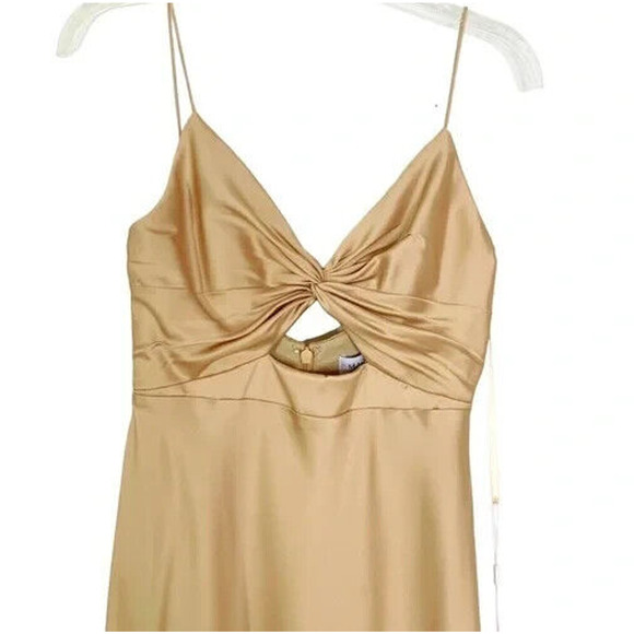 MAC DUGGAL GOLD TIE‎ FRONT WITH KEY HOLE DETAIL GOWN CHAMPAGNE SZ 0 68347 - Picture 3 of 6